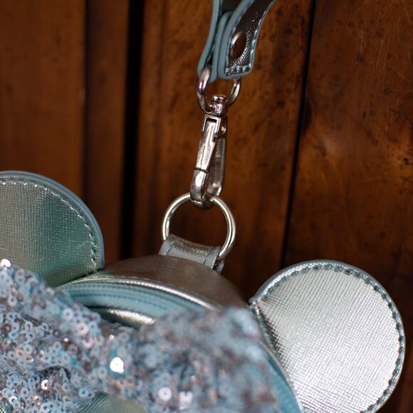 Like New Disney™ 2019 Arendelle Aqua Minnie Loungefly Mini Backpack/Wristlet - Picture 5 of 7